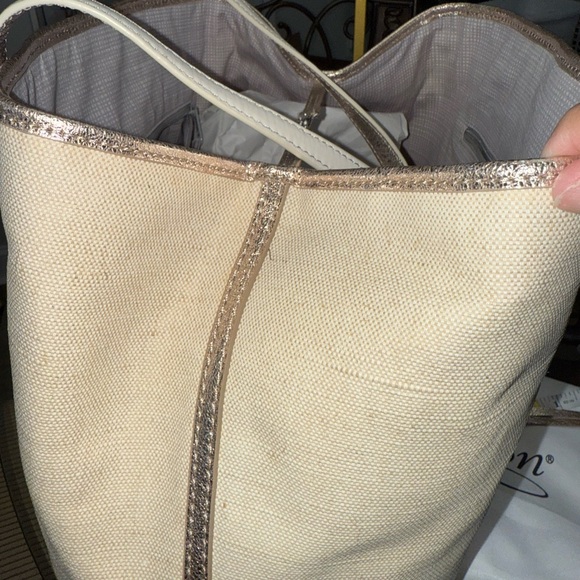 Brighton Tan and Gold Embellished Tote with suede dusty - Picture 11 of 12